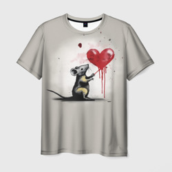 Мужская футболка 3D Крыса и сердце