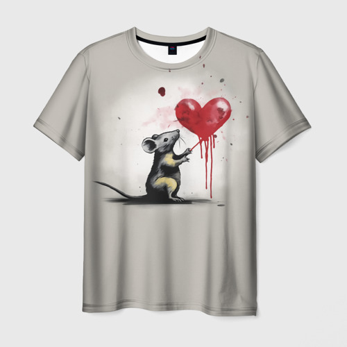 Мужская футболка с принтом Крыса и сердце, вид спереди №1