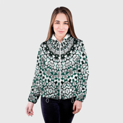 Женская куртка 3D Узор мандала в серых и зеленых тонах - фото 2