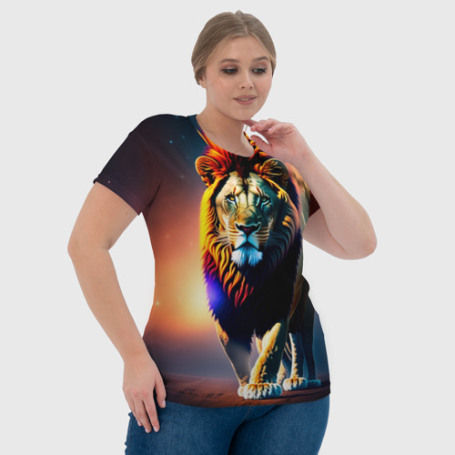 Женская футболка 3D с принтом Космический грозный лев, фото #4