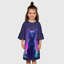 Детское платье 3D Неоновая кошечка - фото 2