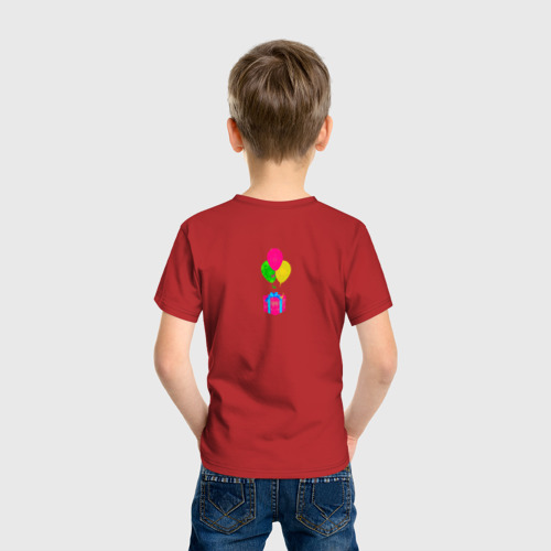 Детская футболка хлопок Три воздушных шарика с подарком, цвет красный - фото 4