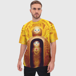Мужская футболка oversize 3D Матрёшка 585 Гольд купчиха - фото 2