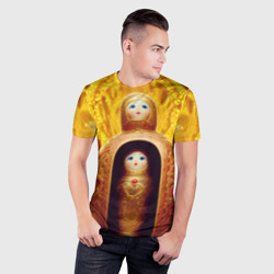 Мужская футболка 3D Slim Матрёшка 585 Гольд купчиха - фото 2