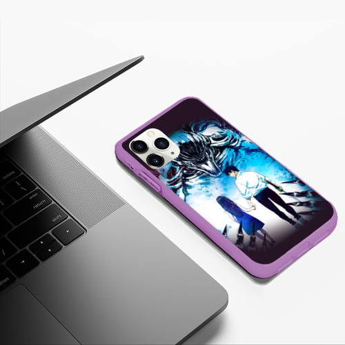 Чехол для iPhone 11 Pro Max матовый Магическая битва проклятие, цвет фиолетовый - фото 5