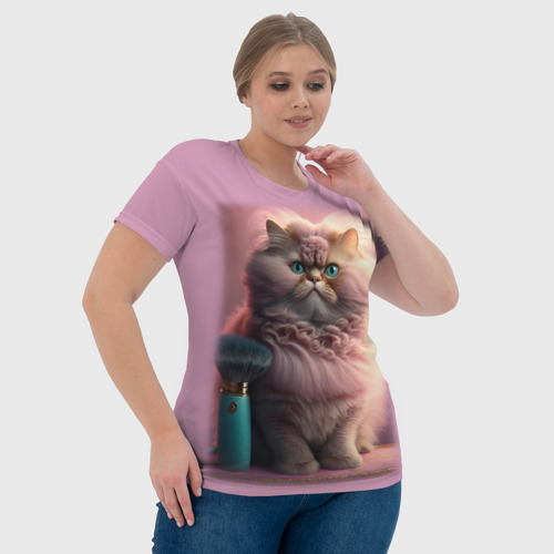 Женская футболка 3D с принтом Кошечка в салоне красоты, фото #4