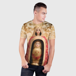 Мужская футболка 3D Slim Матрёшка 585 Гольд царевна - фото 2