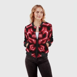 Женский бомбер 3D Магическая битва светящиеся Знаки Сукуны - фото 2