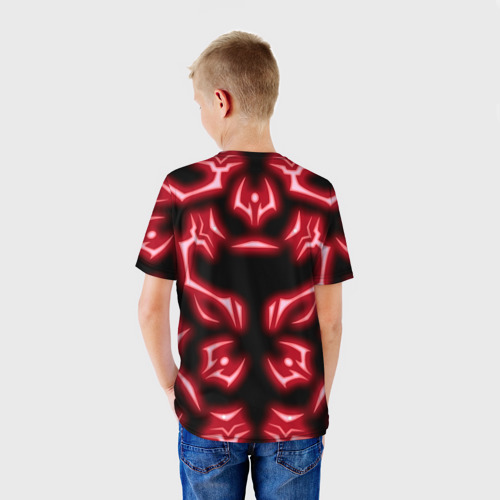 Детская футболка 3D с принтом Магическая битва светящиеся Знаки Сукуны, вид сзади #2