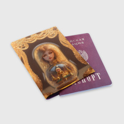 Обложка для паспорта матовая кожа Матрёшка девочка - фото 2