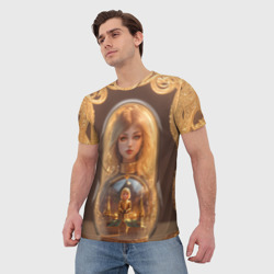 Мужская футболка 3D Матрёшка девочка - фото 2