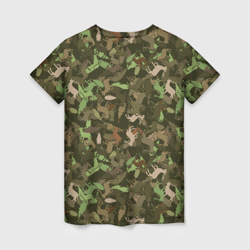 Женская футболка 3D Олени и дубовые листья - камуфляж, цвет 3D печать - фото 2