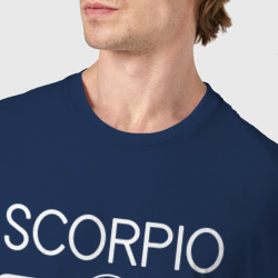 Футболка с принтом Знак зодиака Скорпион - бренд для женщины, вид на модели спереди №4. Цвет основы: темно-синий
