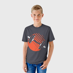 Детская футболка 3D Фитнес гантели в стиле ретро - фото 2