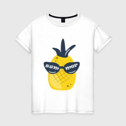 Женская футболка хлопок Солнечный ананас