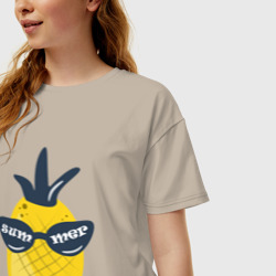 Женская футболка хлопок Oversize Солнечный ананас - фото 2