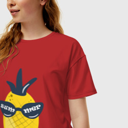 Женская футболка хлопок Oversize Солнечный ананас - фото 2