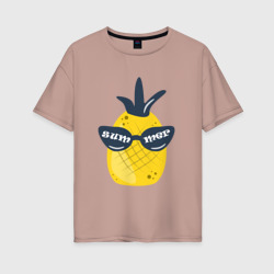 Женская футболка хлопок Oversize Солнечный ананас