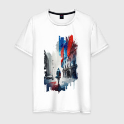 Мужская футболка хлопок Прогулка по Москве - коллекция Бело-сине-красный - Хуф и Ся - дополнение