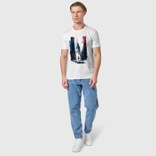 Мужская футболка хлопок Ощущение Москвы - коллекция Бело-сине-красный - Хуф и Ся - дополнение, цвет белый - фото 5