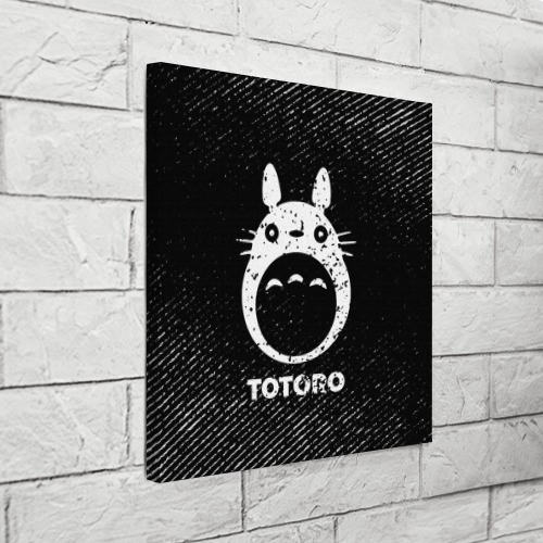 Холст квадратный Totoro с потертостями на темном фоне, цвет 3D печать - фото 3
