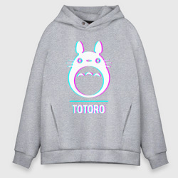 Мужское светящееся худи Символ Totoro в стиле glitch