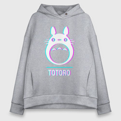 Женское светящееся худи Символ Totoro в стиле glitch