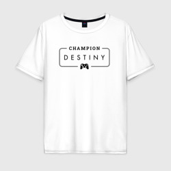 Мужская футболка хлопок Oversize Destiny gaming champion: рамка с лого и джойстиком