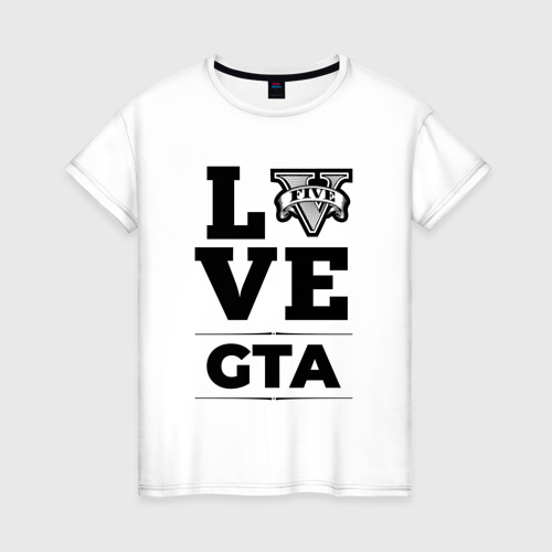 Женская футболка хлопок с принтом GTA love classic, вид спереди #2