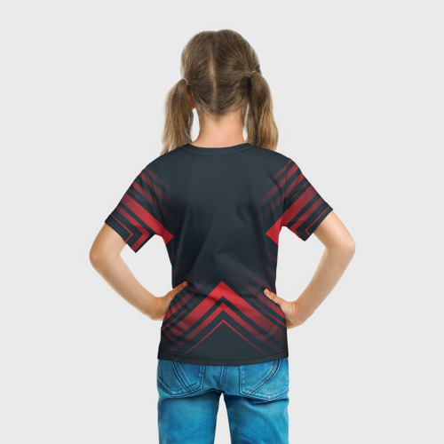 Детская футболка 3D Красный символ Death Stranding на темном фоне со стрелками, цвет 3D печать - фото 6
