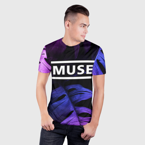 Мужская футболка 3D Slim Muse neon monstera, цвет 3D печать - фото 3