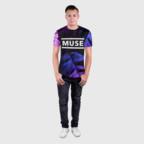 Мужская футболка 3D Slim Muse neon monstera, цвет 3D печать - фото 4