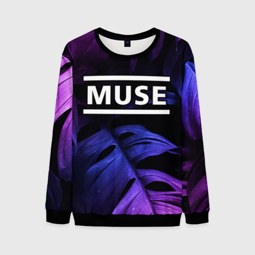 Мужской свитшот 3D Muse neon monstera, цвет черный