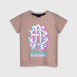 Светящаяся детская футболка Nickelback glitch rock