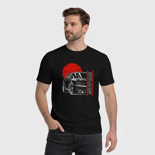 Мужская футболка хлопок с принтом Тойота Супра из Японии, фото на моделе #1