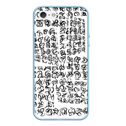 Чехол для iPhone 5/5S матовый Каракули письмена, цвет голубой
