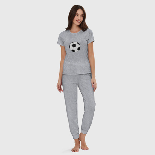 Женская пижама хлопок с принтом Футбольный мячик, вид сбоку #3