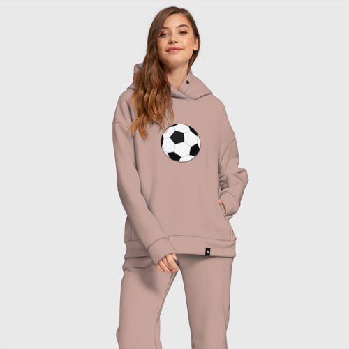 Женский костюм хлопок Oversize с принтом Футбольный мячик, фото на моделе #1