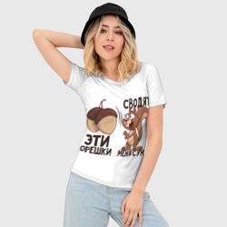 Женская футболка 3D Slim Орешки сводят с ума - фото 2