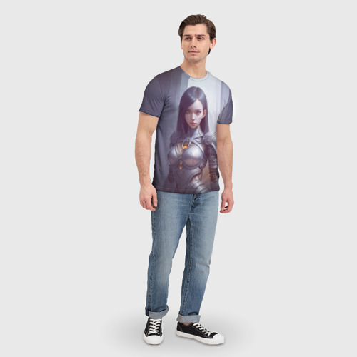 Мужская футболка 3D Девушка Киберпанк, цвет 3D печать - фото 5