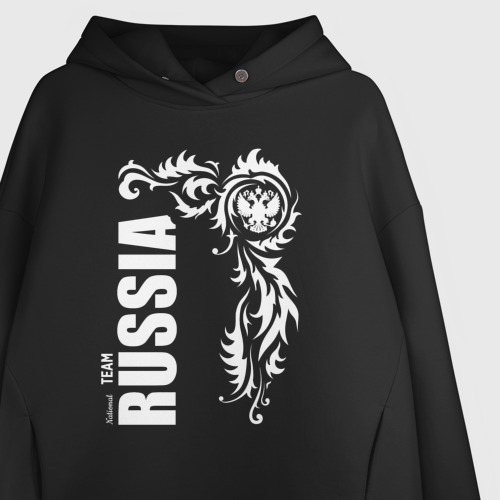 Женское худи Oversize хлопок Национальная сборная: Russia national team, цвет черный - фото 3