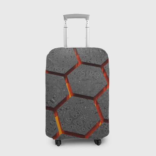 Чехол для чемодана 3D Металлические плиты и лава