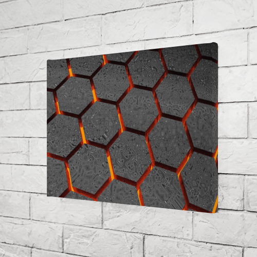 Холст прямоугольный Металлические плиты и лава, цвет 3D печать - фото 3