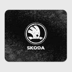 Прямоугольный коврик для мышки Skoda с потертостями на темном фоне