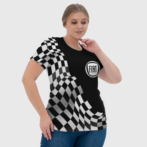 Женская футболка 3D Fiat racing flag, цвет 3D печать - фото 6