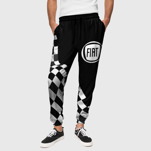 Мужские брюки 3D Fiat racing flag, цвет 3D печать - фото 4