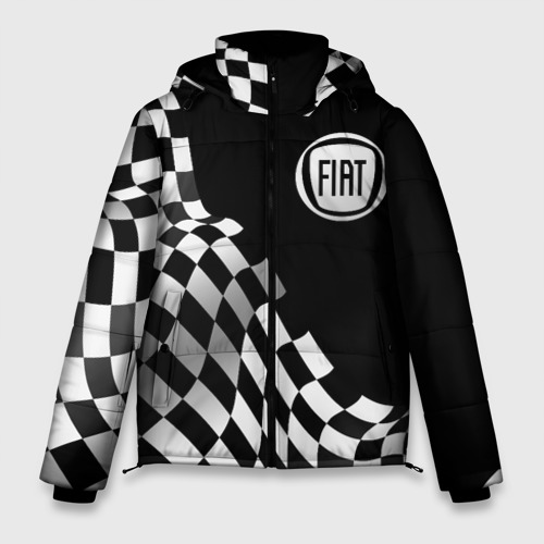 Мужская зимняя куртка 3D Fiat racing flag, цвет черный