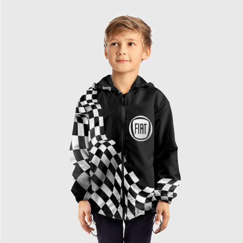 Детская ветровка 3D Fiat racing flag, цвет черный - фото 3