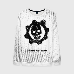 Мужской свитшот 3D Gears of War с потертостями на светлом фоне