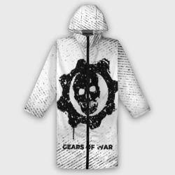 Мужской дождевик 3D Gears of War с потертостями на светлом фоне